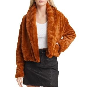 BlankNYC cropped faux fur jacket XS nwt
